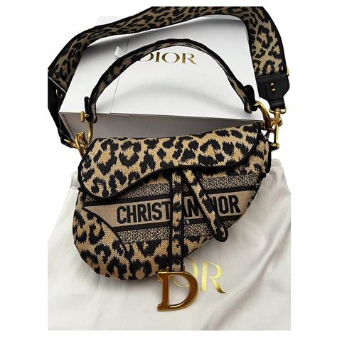 christian dior leopard saddle bag